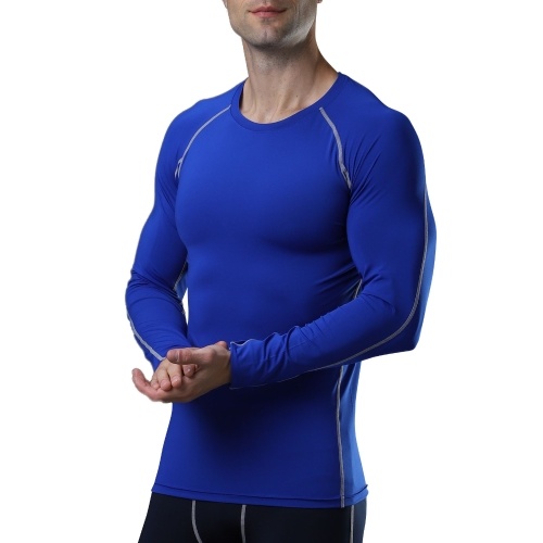 

Men Athletic Shirt Quick Dry Elastic Base Layer O-Neck Long Sleeve Sport Workout T-Shirt Tops