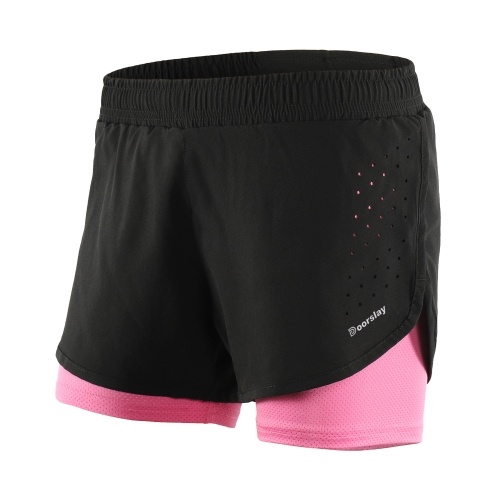 

Doorslay Women 2-in-1 Running Shorts Quick Drying Breathable Active Training Exercise Jogging Cycling Shorts with Longer Liner