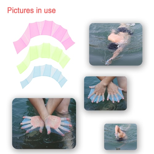 

A Pair of Swim Gear Fins Silicone Hand Flippers Unisex Webbed Gloves for Swimming Training S / M / L Size