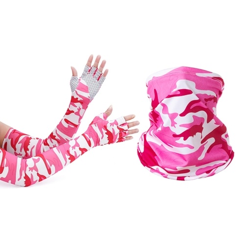 

Face Cover Arm Sleeves Set Women Men Breathable Sun Protection for Camping Cycling Running Mounteering Fishing