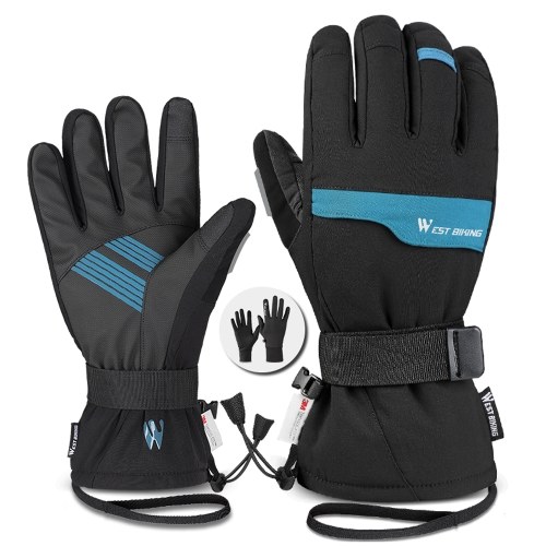 

WEST BIKING Double Layer Thick Gloves Skiing Cycling Motorcycles Sports Gloves 3M Waterproof And Cold Proof Gloves Winter Gloves For Men And Women Touched Screen Gloves