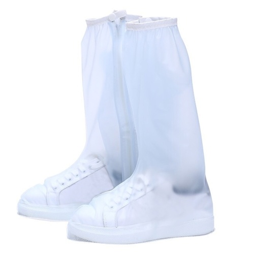 

Waterproof Shoe-Covers Reusable Rain Boot-Covers PVC High Leg Protector Transparent Foldable Easy Wear Galoshes Long Zipper Opening Overshoes for Men Women