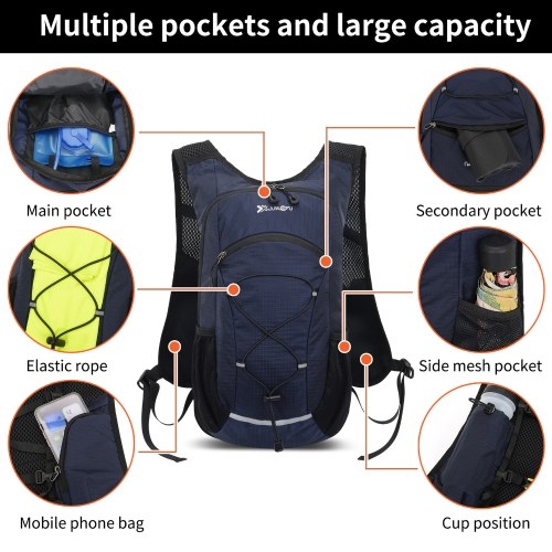 JUNLETU Hiking Backpack Waterproof Lightweight Travel Backpacks for Men Women Packable Sports Backpack with Water Bladder for Riding Camping 