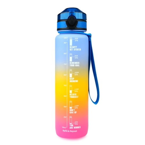 Borraccia da 1000 ml con indicatore del tempo motivazionale Borraccia sportiva a prova di perdite senza BPA per sport all'aria aperta Fitness Palestra Ciclismo Backpacking