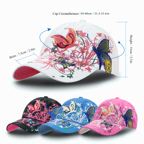 

Casual Baseball Hat Cap Butterflies Flowers Embroidery Caps Hats Fashion for Women
