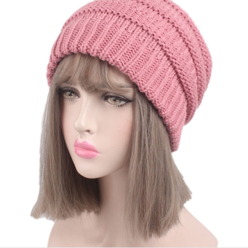 

Woolen Warm Hat Fashion Knitting Winter Beanie Cap Chunky Cozy Pure Color Hats for Women Soft Baggy Headgear