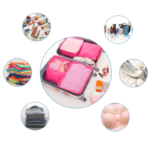 

6pcs / set Легкие сумки перемещения багажа Мужчины и женщины Упаковывая кубики Органайзер компрессионных мешков Мода двойной молнии Водонепроницаемый мешок из полиэстера Сумка (голубой)