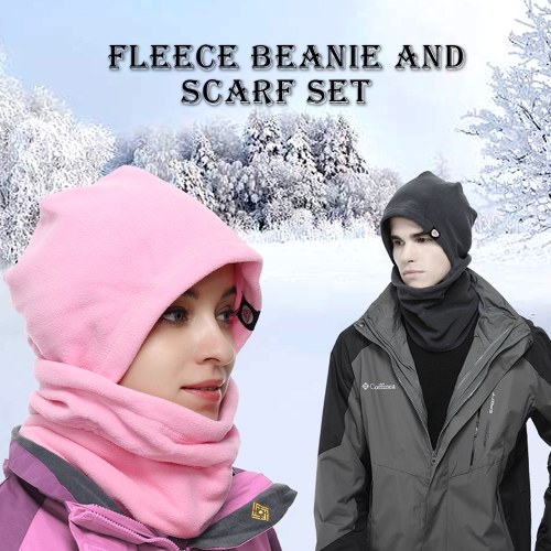 

Winter Warm Hat Neck Warmer Set Anti-static Fleece Neck Gaiter Hat Kit Sports Headgear Mask Hat