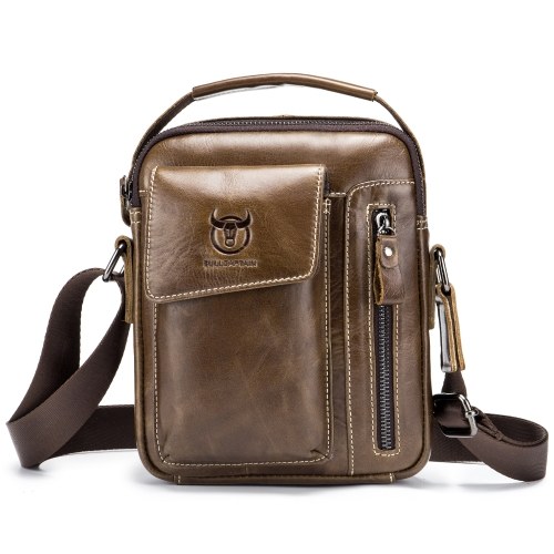 Men Vintage Genuine Leather Shoulder Bag Outdoor Sports Travel Crossbody Bag Handbag Casual Bag Pack