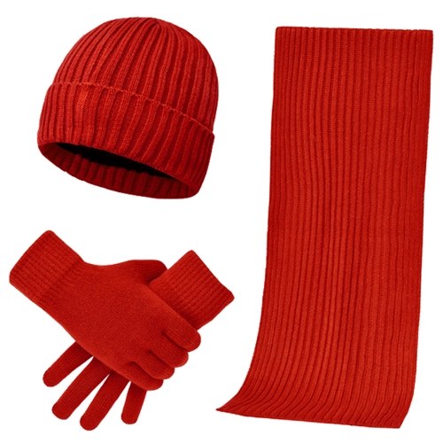 Winter Scarf Hat Gloves Set Thick Warm Plush Hat Cap Mitten Scarf Touch Screen Gloves Thermal Windproof Neck Warmer Cold Weather Hand Warmers for Driving Running Cycling Cold Weather