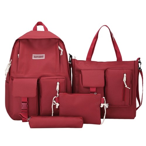 

4 Pcs Canvas Backpack Combo Set Casual School Bag Laptop Backpacks