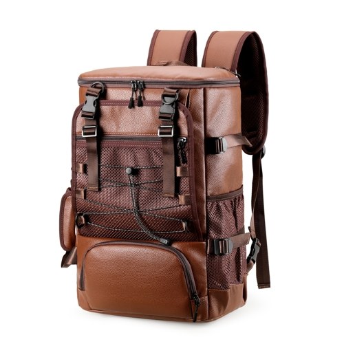 Skateboard-Rucksack, Mehrzweck-Fitness-, Reise- und Business-Tasche, großer Rucksack aus PU-Leder mit verstellbarem, abnehmbarem Schultergurt