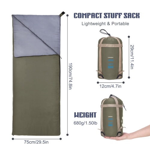 Lixada Outdoor Envelope Sleeping Bag 