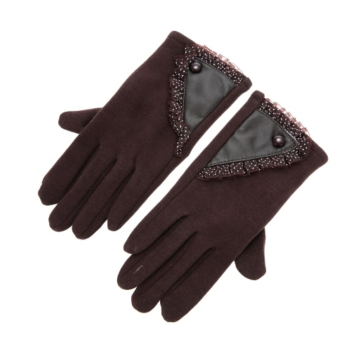 Women's Stylish Lace Touch Screen Gloves Lined Thick Warm Winter Gloves