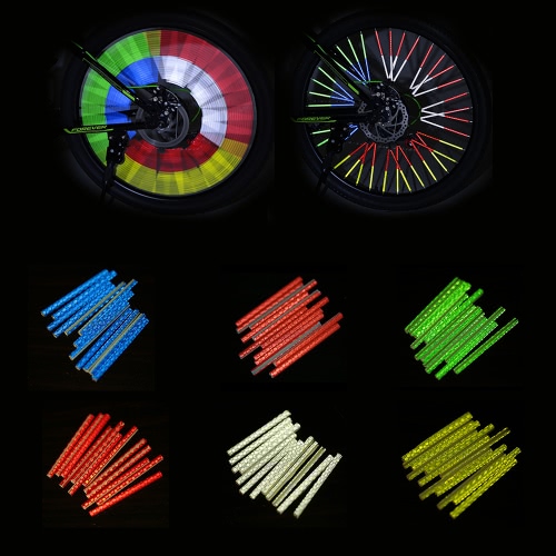 

12PCS Bicycle Bike Wheel Spokes Reflective Sticks Tube Safe Cycling Spoke Reflector Safety Clip Wheel Reflective Tube Bicycle Decoration Light 75mm