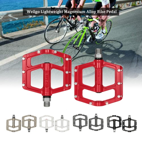 

Wellgo Lightweight Magnesium Alloy Bicycle Bike Pedal Wide Platform CR-MO Spindle 9/16” Thread Bike Flat Pedals Accessories