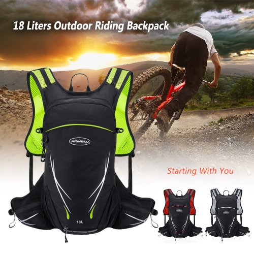 

18L Water-resistant Breathable Cycling Bicycle Bike Shoulder Backpack Portable Outdoor Sports Riding Travel Mountaineering Hydration Water Bag with Rain Cover