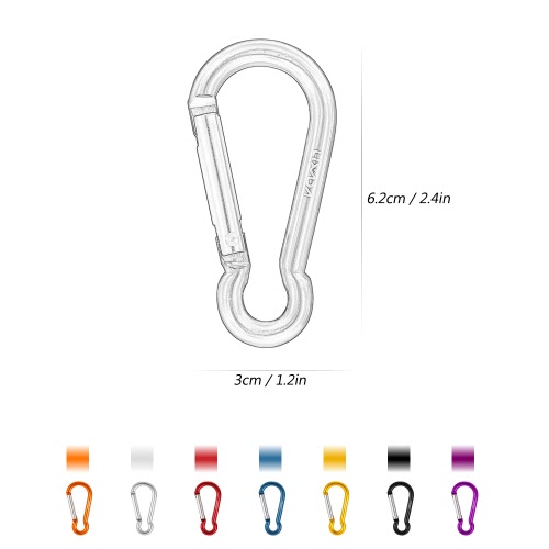 

Lixada 20PCS 2.5"/6CM Aluminum Carabiner Clip Durable Spring-loaded Keychain Hook Pack for Home Camping Fishing Hiking Traveling and Key Chain