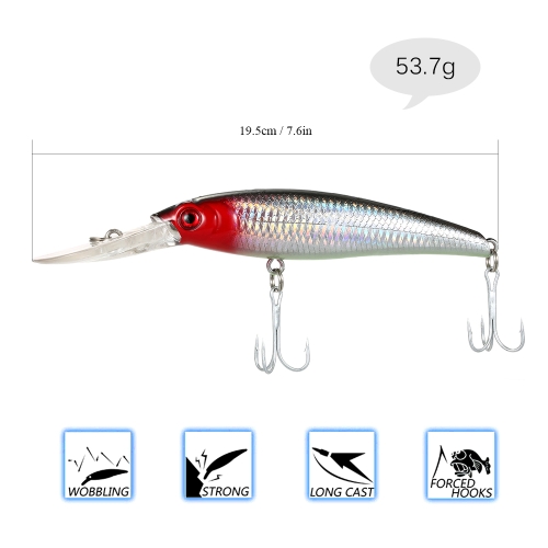 

19.5cm 53.7g Large Minnow Lure Artificial Fishing Lure 3D Eyes Hard Minnow Fishing Lure with Hooks and Ring for Saltwater Freshwater