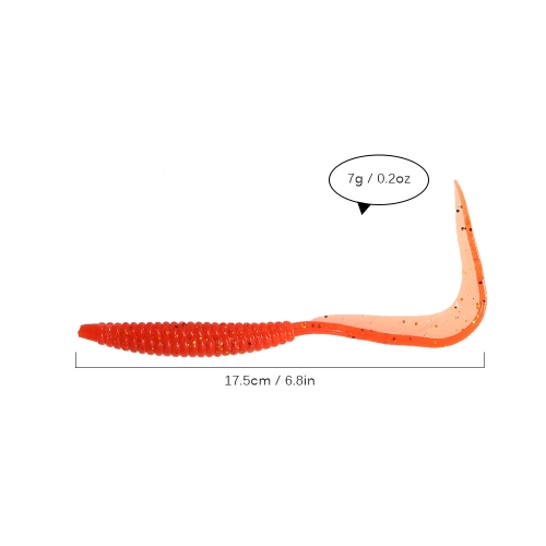 

Lixada 6PCS 17.5cm/7g Spiral Shape Body Long Tail Soft Fishing Lure Soft Bait Worm Mixed Color Fishing Lure Set