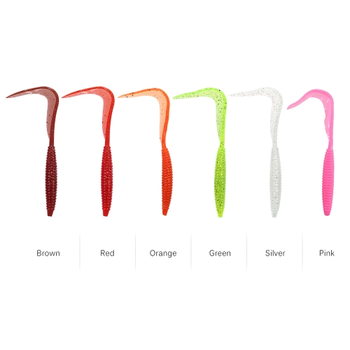 

Lixada 10PCS 12cm/2.4g Spiral Shape Body Long Tail Soft Fishing Lure Soft Bait Worm Mixed Color Fishing Lure Set