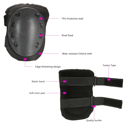 

Lixada 2PCS Heavy Duty Outdoor Advanced Protective Pad Knee Pads Adjustable Skating Knee Pads for Paintball