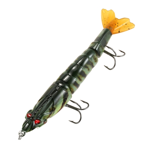 Lixada 1 PCS Segmented Fishing Lure Hard 3D Simulation Shrimp Bait Big Artificial Bait Crankbait Treble Hook Fishing Tool
