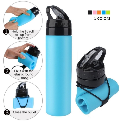 

600ml Collapsible Sports Silicone Water Bottle
