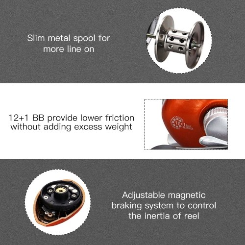 

12+1 BB Ball Bearing 6.2:1 Bait Casting Fishing Reel One-way Clutch Baitcasting Reel Left/Right Hand Fishing Reel Magnetic Brake Lure Fishing Reel