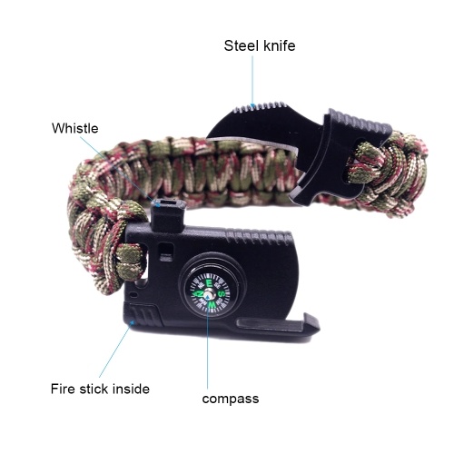 

Umbrella Bracelet Outdoor Multi-functional Hand Rope Camping Survival Emergency Bracelet red+black