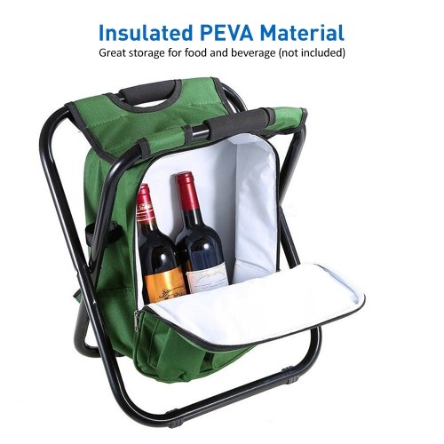 

Outdoor Folding Stool Portable Backpack Chair Stool with Insulated Cooler Bag