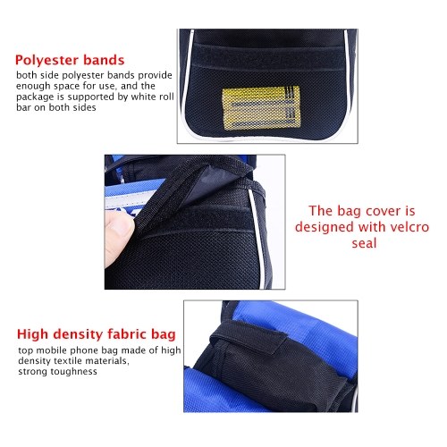 

Bicycle Frame Bag Double Pouch Cycling For Cell Phone Front Top Bike Travel Bags Accessories Black