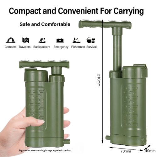 Portable Outdoor Water Purifier Emergency Survival Gear Water Filter with Straw 
