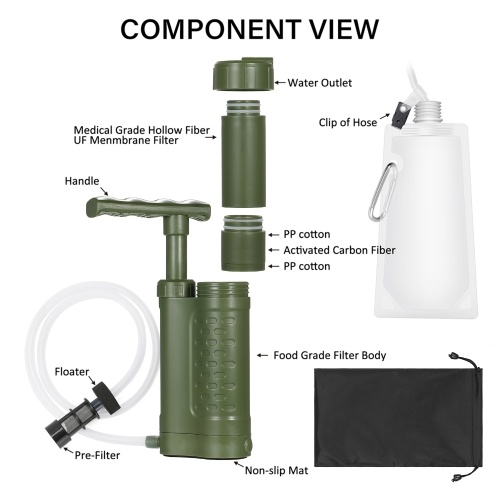 Portable Outdoor Water Purifier Emergency Survival Gear Water Filter with Straw 