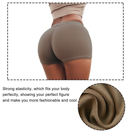 

Women Lady High Waist Casual Solid Color Yoga Shorts