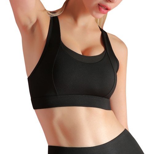 

Women Padded Sports Bra Hollow Out Racer Back Mesh Splicing Bras Yoga Running Workout Crop Tops