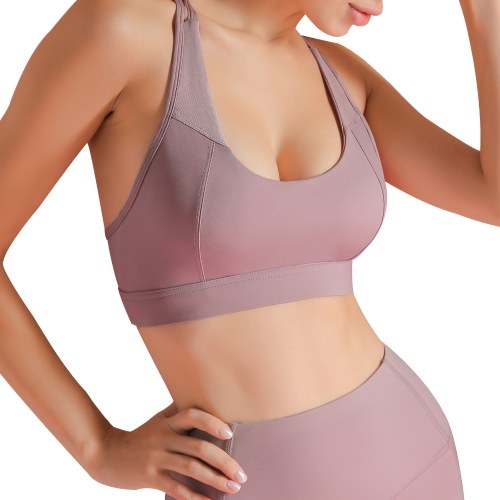 

Women Sports Bra Wireless Hollow Out Mesh Racer Back Crop Top Breathable Quick-Dry Vest Yoga Fitness Underwear