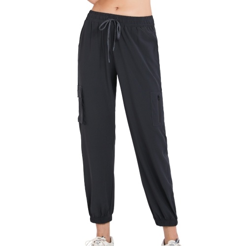 

Women Loose Cargo Pants Drawstring Pockets Stretchy Quick-Dry Running Fitness Joggers Pants Yoga Lounging Trousers