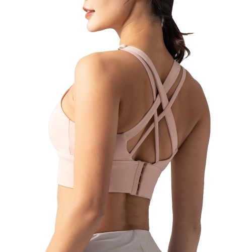

Woman Sports Bra Push-up Shockproof Quick Dry Padded Crop-Top Four Hook-and-eye Tank-Top Underwear Yoga Workout Fitness Running