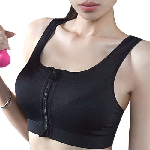 

Women Sports Bra Zip Front Moisture-wicking Shockproof Adjustable Padded Crop-Top Tank-Top Underwear Yoga Workout Fitness Running