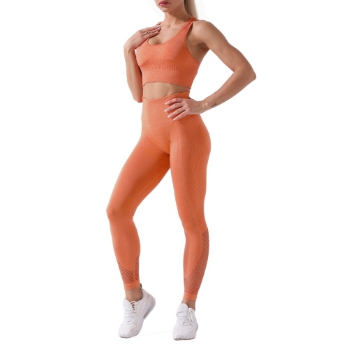 

Women Sport Bra and Leggings Set Cycling Yoga Pants Hollow Out Racer Back High Waist for Gym Home Streets 2Pcs