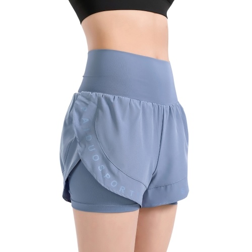 Women 2-in-1 Sports Shorts High Waist Print Quick-drying Breathable Running Fitness Sportswear