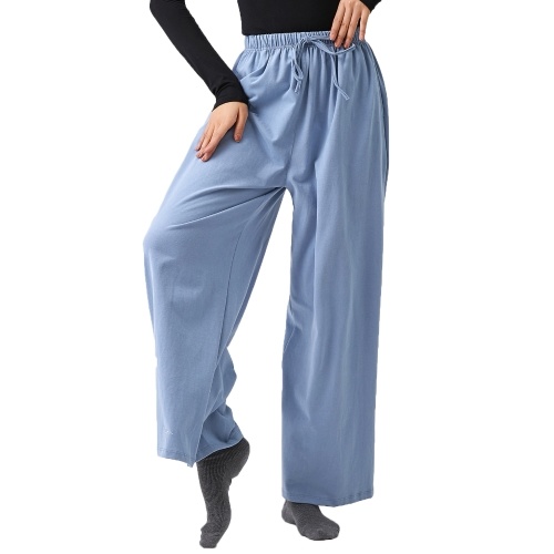 

Women Cotton Yoga Sweatpants Wide Leg Lounge Joggers Drawstring Solid Loose Workout Fitness Pants with Pockets