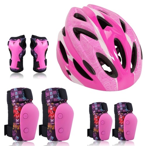 

7 in 1 Kids Bike Helmet Pads Adjustable Protective Skateboard Helmet Children Sports Protective Gear Set