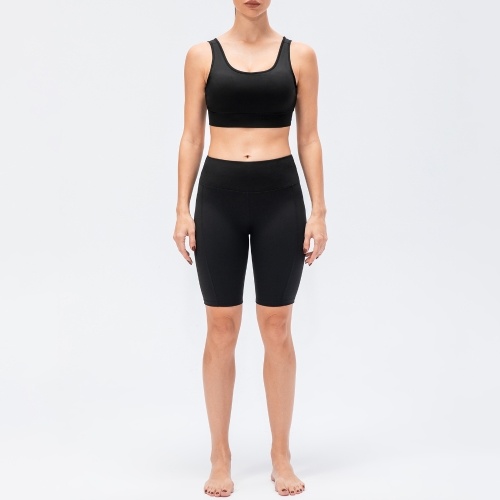 

Women Yoga Bra Shorts Set Padded Wide Waistband Workout Pilates Running Sports 2PCS