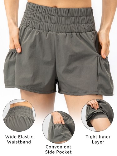 

2-in-1 Women Running Shorts with Pockets Sports Shorts