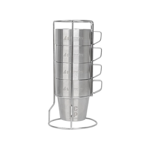 

4PCS Stainless Steel Outdoor Camping Cups with Cup Holder and Storage Bag