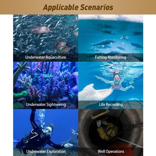 Erchang Professional-grade 7 Inch Large Color Screen DVR Underwater Fishing Camera Portable Video Fish Finder with 12 IR LED Lights Removable Sun-visor for Lake Sea Fishing 