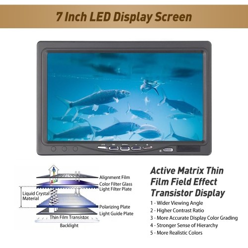 Erchang Professional-grade 7 Inch Large Color Screen DVR Underwater Fishing Camera Portable Video Fish Finder with 12 IR LED Lights Removable Sun-visor for Lake Sea Fishing 