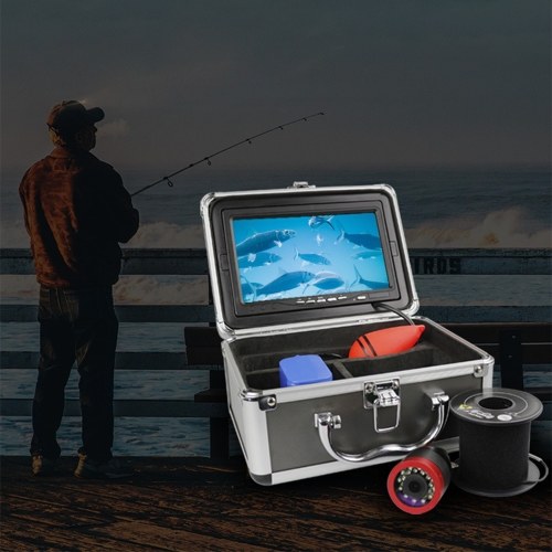 Erchang Professional-grade 7 Inch Large Color Screen DVR Underwater Fishing Camera Portable Video Fish Finder with 12 IR LED Lights Removable Sun-visor for Lake Sea Fishing 